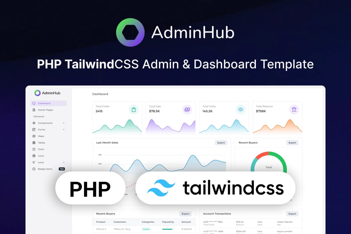 AdminHub - Versatile PHP Tailwind Admin & Dashboard Template
