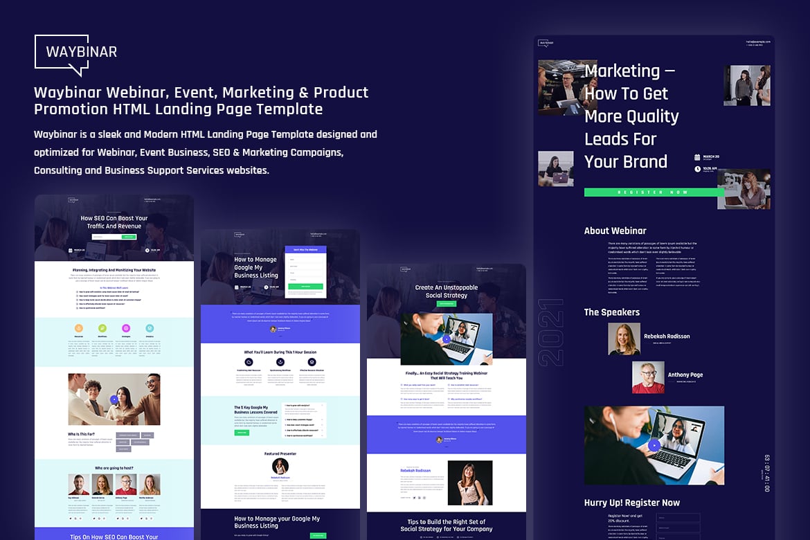 Waybinar - Stylish HTML Landing Page for Webinars and Events